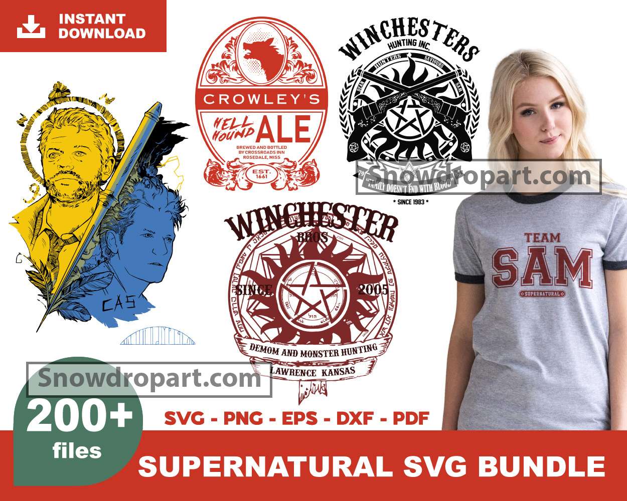 200 Supernatural Svg Bundle Winchester Svg Ghost Hunters Snowdrop