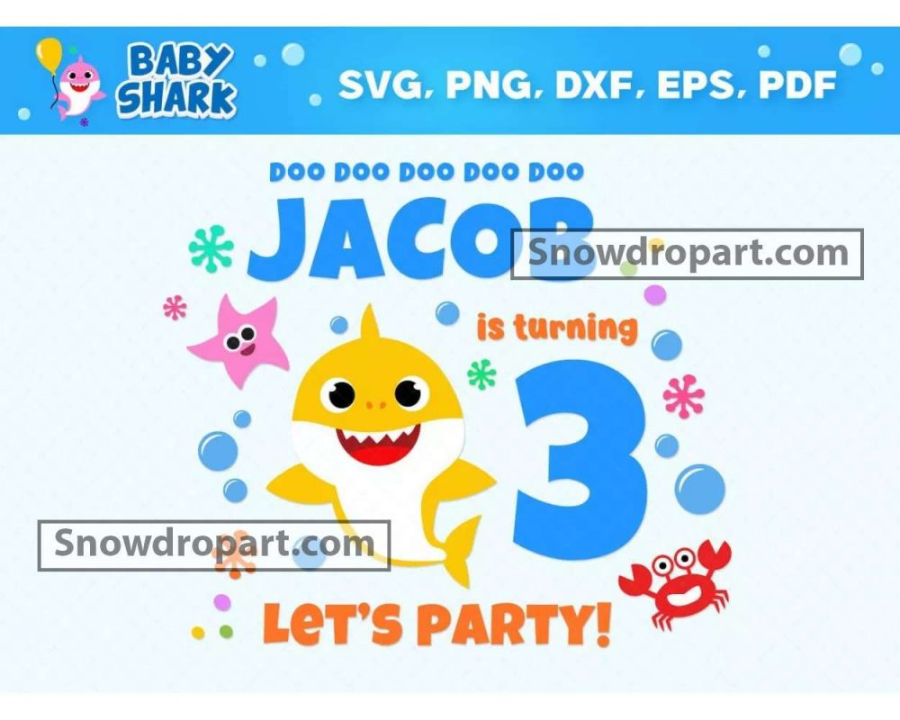 FREE 3 Baby Shark Party Svg Bundle Baby Shark Birthday Svg