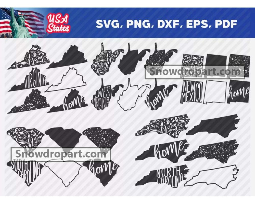 50 USA States Svg Bundle USA States Map Svg 50 States Svg