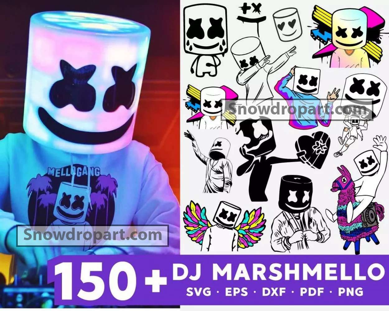 150 DJ Marshmello Svg Bundle, Marshmello Svg, Marshmello Cricut