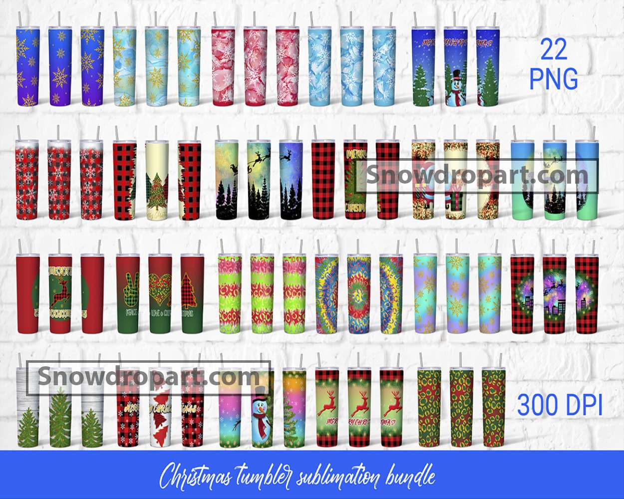 22 Christmas Tumbler Png Bundle, Tumbler Png, Tumbler Template