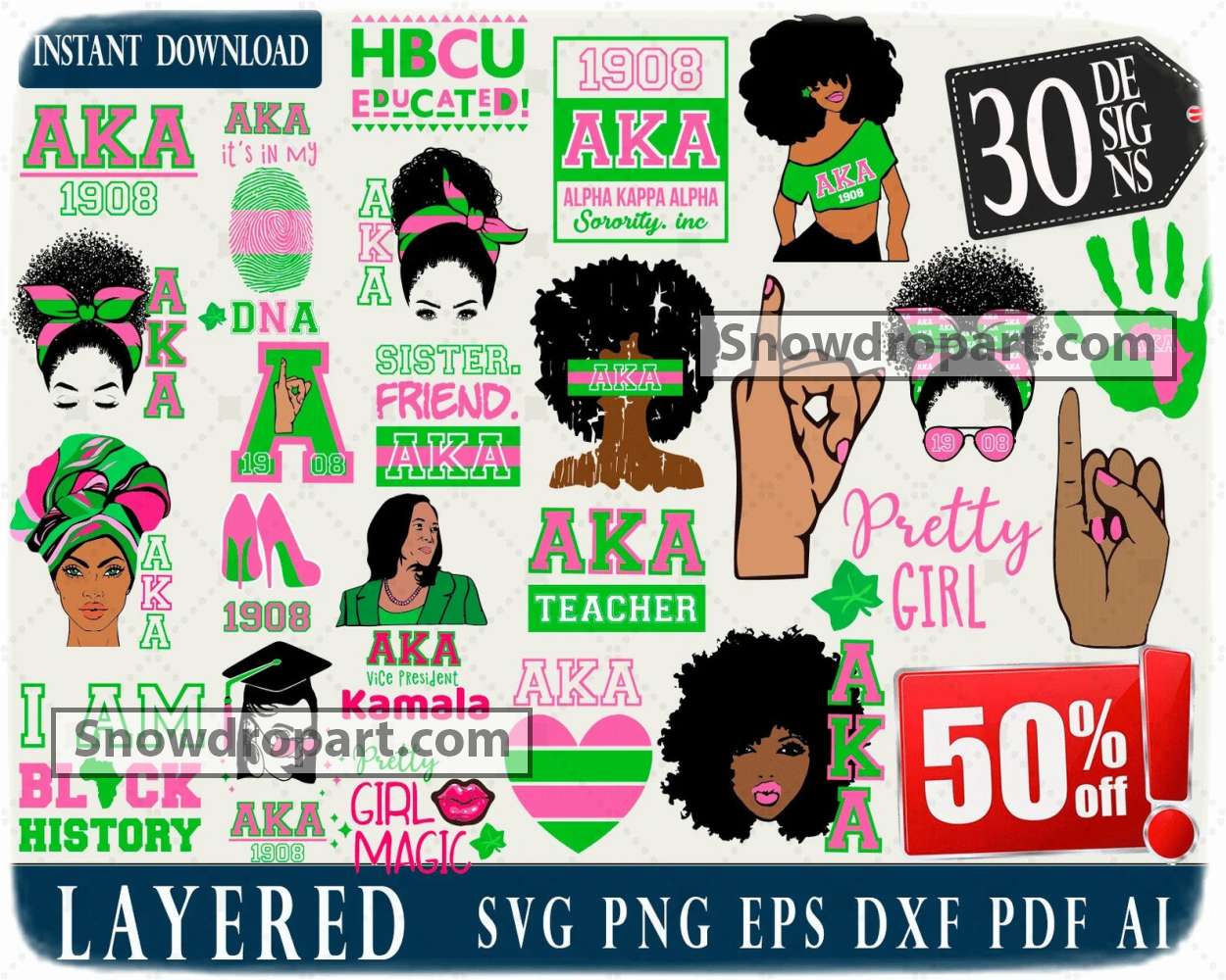 30 Alpha Kappa Alpha Svg Bundle, Sorority Svg, AKA Svg - Snowdrop Art