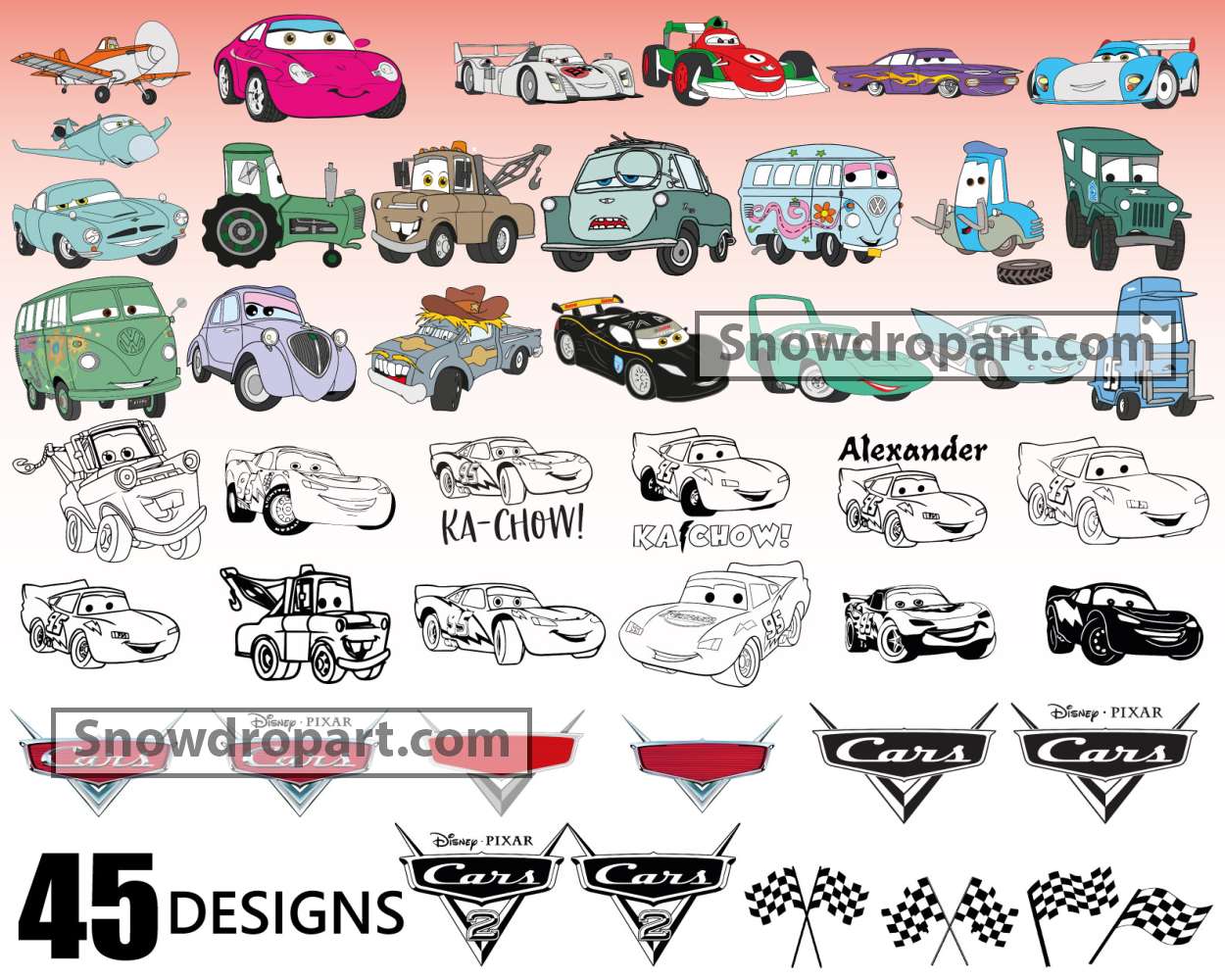 45 Cars Svg Bundle, Disney Svg, Pixar Svg, Cars Disney Svg, Cars Logo ...