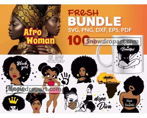 100 Afro Woman Svg Bundle, Black Woman Svg