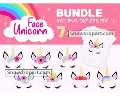 7 Unicorn Face Svg Bundle, Unicorn Svg, Unicorn Head Svg, Unicorn Face Svg