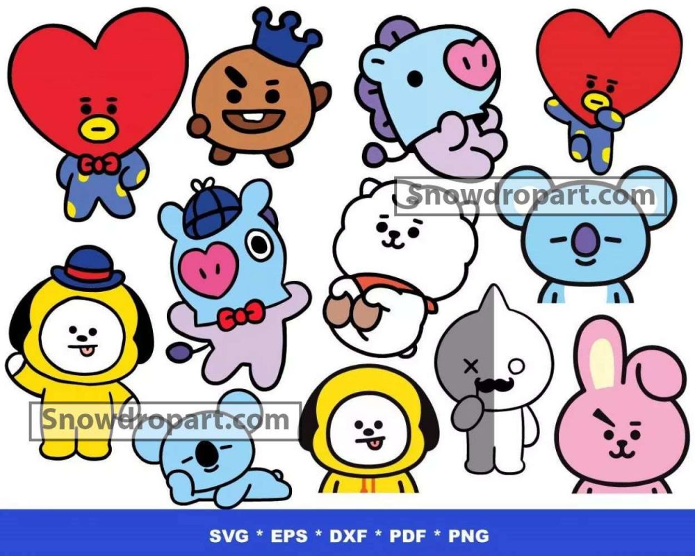 150 BT21 Svg Bundle, BT21 Svg, BTS Svg, BT21 Characters Svg