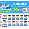 14 Baby Shark School Svg Bundle, School Svg, Teacher Svg