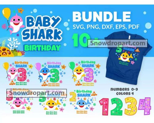 10 Baby Shark Birthday Svg Bundle, Baby Shark Svg