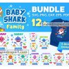 12 Baby Shark Family Svg Bundle, Baby Shark Clipart, Baby Shark Svg