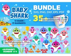 35 Baby Shark Elements Svg Bundle, Baby Shark Clipart, Baby Shark Svg