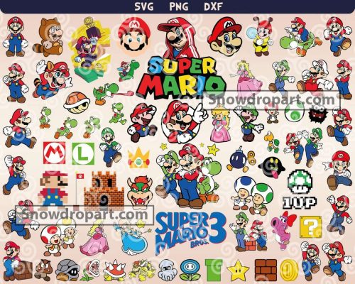 126 Super Mario Bros Svg Bundle, Mario Svg, Mario Clipart