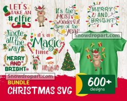 600 Christmas Svg Bundle, Christmas Svg, Xmas Svg, Christmas Quote Svg