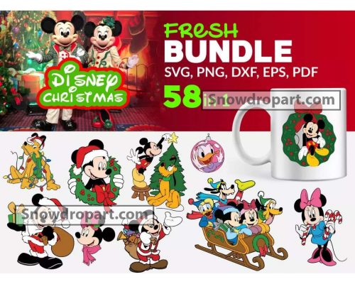 58 Disney Christmas Svg Bundle, Christmas Svg, Disney Svg, Mickey Svg