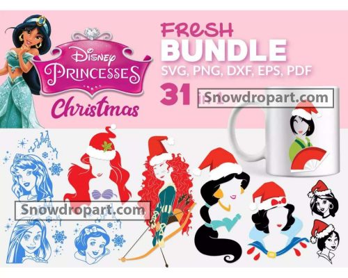 31 Disney Princess Christmas Svg Bundle, Christmas Svg, Disney Svg