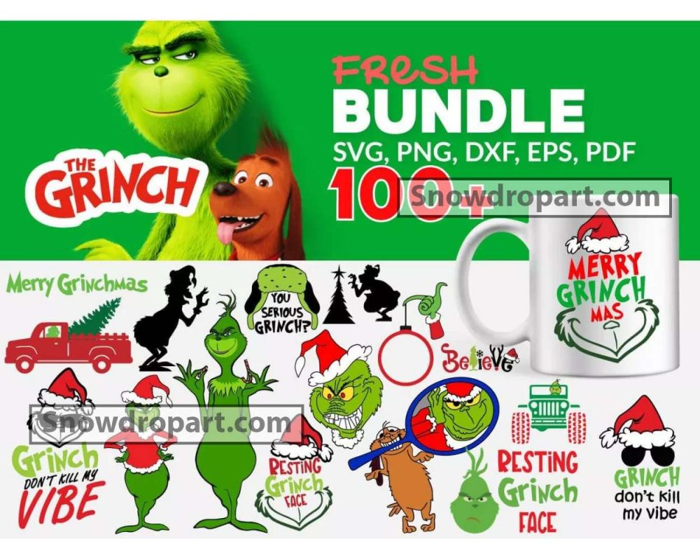 100 Grinch Svg Bundle, Grinch Svg, Christmas Svg, Grinch Face