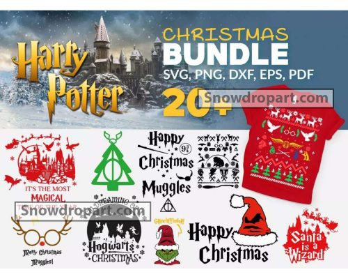 20 Christmas Harry Potter Svg Bundle, Harry Potter Svg, Happy Christmas Svg