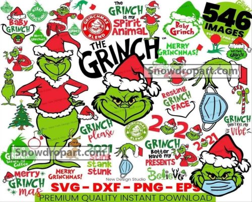 546 Grinch Svg Bundle, Grinch Svg, Christmas Svg, Xmas Svg