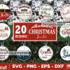 20 Christmas Round Sign Svg Bundle, Christmas Bauble Svg