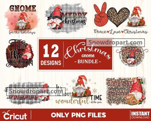 12 Christmas Gnome Sublimation Png Bundle, Christmas Png