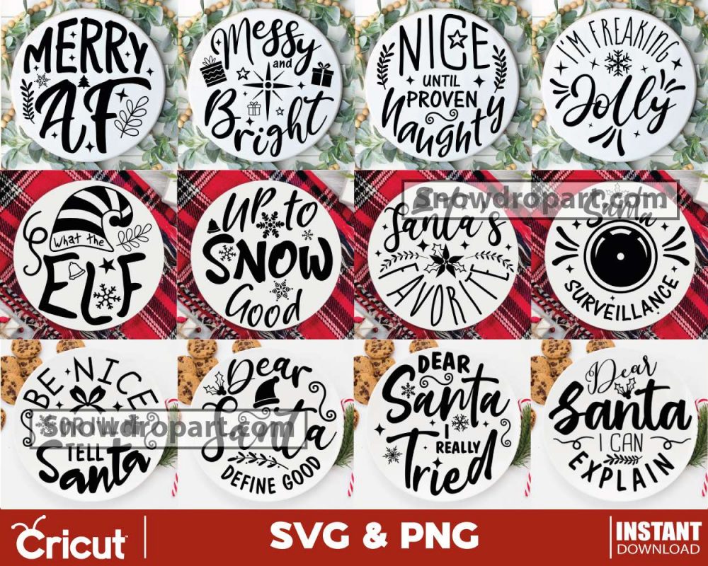 12 Funny Christmas Ornament Svg Bundle, Christmas Ball Svg