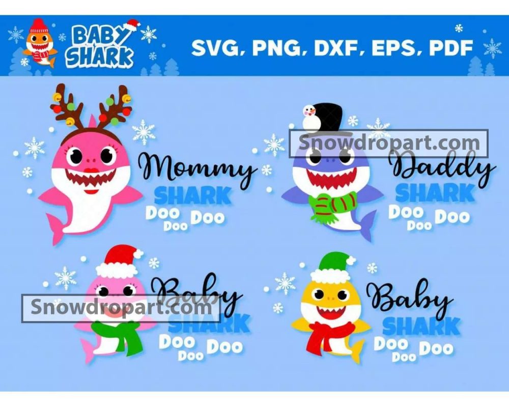 12 Baby Shark Christmas Svg Bundle, Baby Shark Svg, Christmas Family