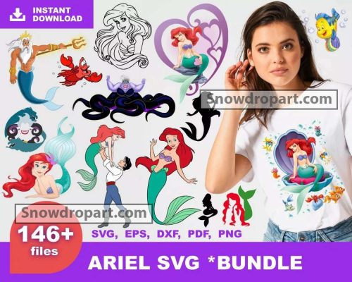 146 Ariel Svg Bundle, Princess Svg, Disney Svg, Ariel Svg