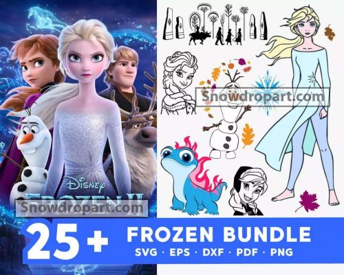 25 Frozen Svg Bundle, Frozen Svg, Elsa Svg, Anna Svg, Olaf Svg