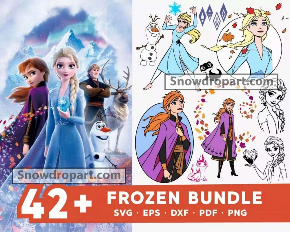 42 Frozen Svg Bundle Frozen Svg Elsa Svg Anna Svg Olaf Svg 1128