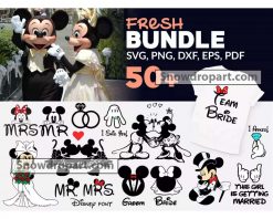 50 Just Married Mickey Minnie Svg Bundle, Disney Svg