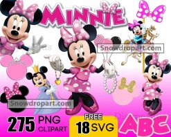 275 Minnie Mouse Png Bundle, Minnie Clipart, Bow Dots Pink
