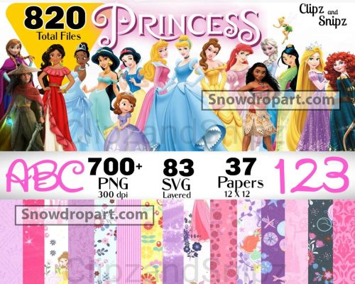 820 Disney Princess Png Bundle, Disney Clipart, Digital Paper