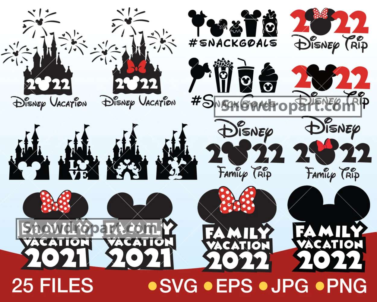 25 Disney Family Vacation Svg Bundle, Mickey Mouse Svg, Minnie Mouse Svg