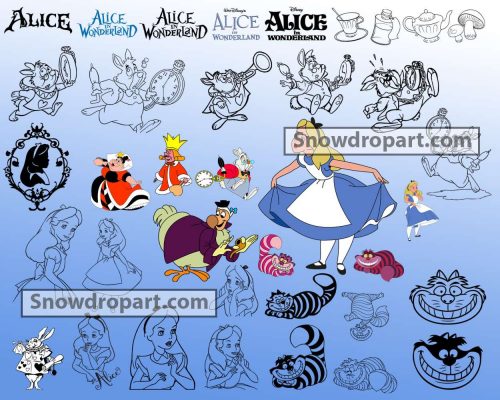 37 Alice In Wonderland Svg Bundle, Alice Clipart, Disney Alice Svg
