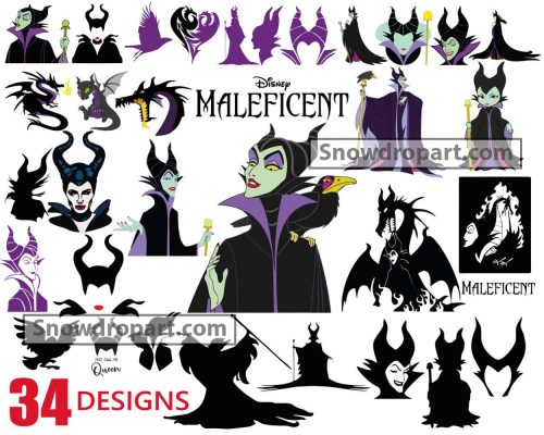 34 Maleficent Svg Bundle, Fairy Godmother Svg, Dark Witch Svg