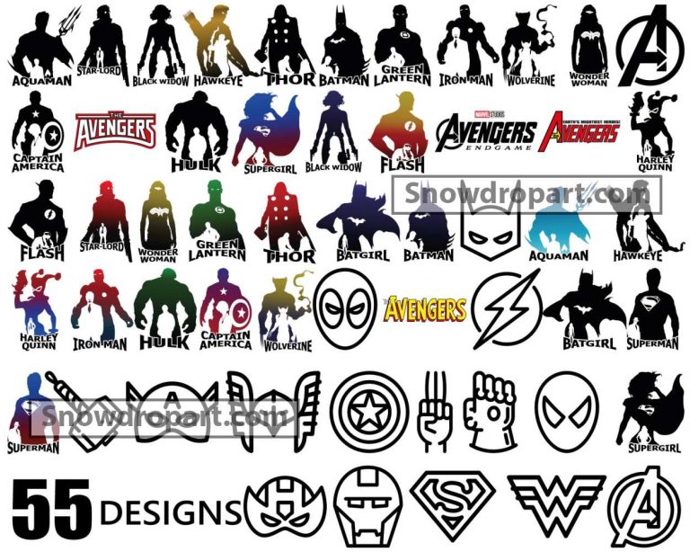 55 Marvel Superhero Svg Bundle, Marvel Svg, Superhero Svg, Thor Svg