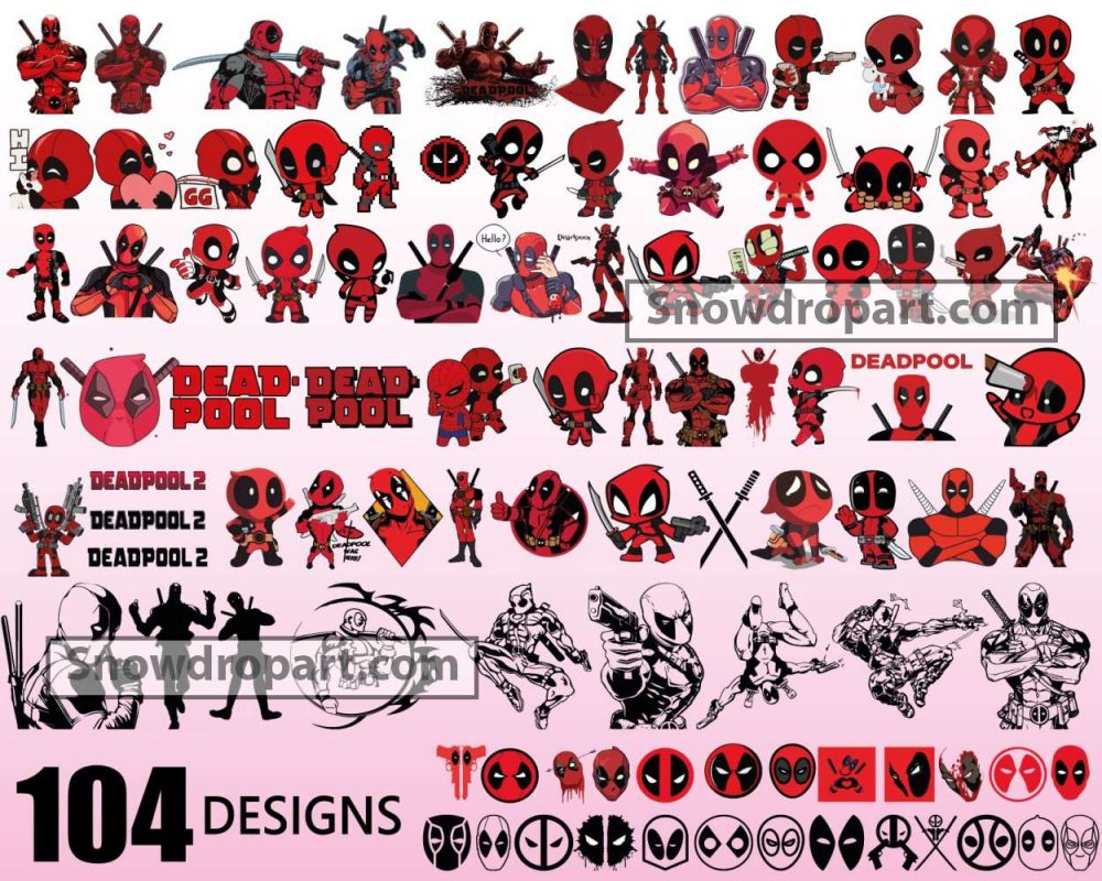 104 Deadpool Svg Bundle, Marvel Svg, Avengers Svg, Deapool Logo Svg