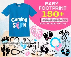 150 Baby Footprint Svg Bundle, New Born Svg, Baby Onesie Svg