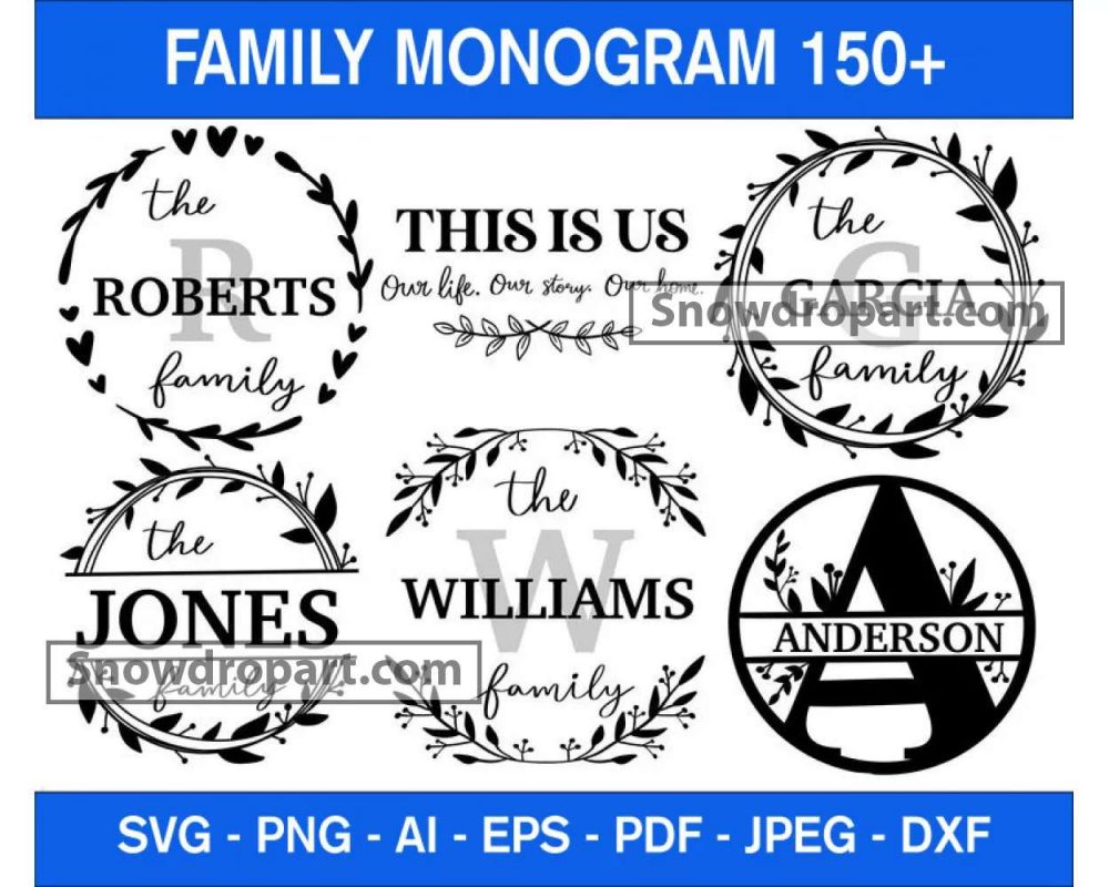 150 Family Monogram Svg Bundle, Family Name Svg, Family Frame Svg ...