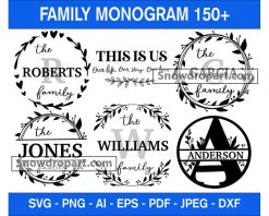 150 Family Monogram Svg Bundle, Family Name Svg