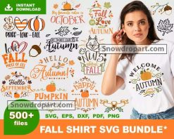 500 Fall Shirt Svg Bundle, Fall Svg, Autumn Svg, Pumpkin Svg