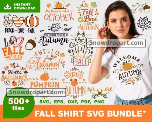 500 Fall Shirt Svg Bundle, Fall Svg, Autumn Svg, Pumpkin Svg