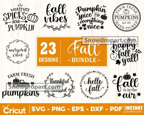 23 Fall Svg Bundle, Autumn Svg, Pumpkin Svg, Thankful Svg