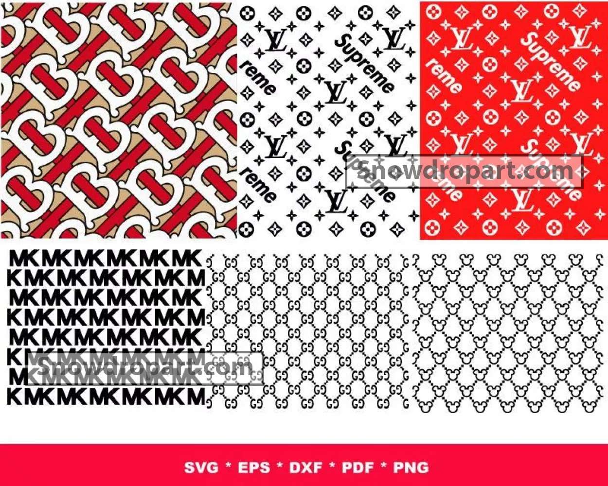 Lv With Supreme Seamless Pattern SVG, Lv With Supreme Pattern PNG