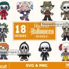 18 Cute Chibi Horror Characters Svg Bundle, Halloween Svg