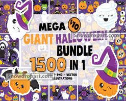 Mega Giant 1500 Halloween Png Bundle, Digital Paper, Witch Png
