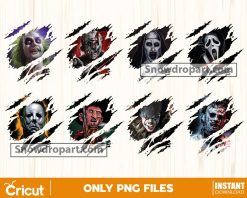 8 Horror Characters Sublimation Png Bundle, Halloween Png