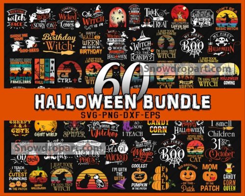 60 Halloween Svg Bundle, Fall Svg, Vintage Halloween Svg