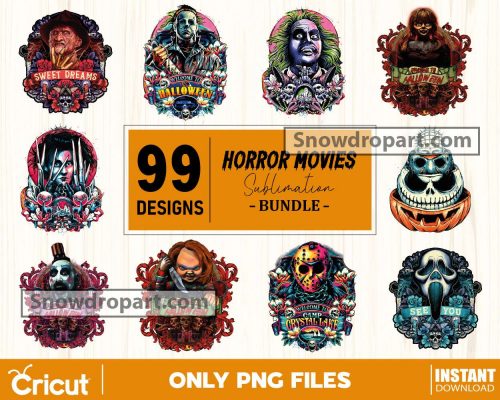 90 Halloween Horror Characters Png Bundle, Horror Movies Png