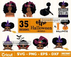 35 Halloween Afro Svg Bundle, Halloween Svg, Black Girl Svg
