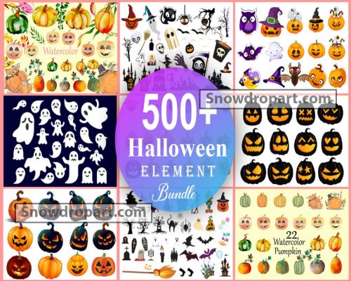 500 Halloween Element Svg Bundle, Halloween Doodle Svg